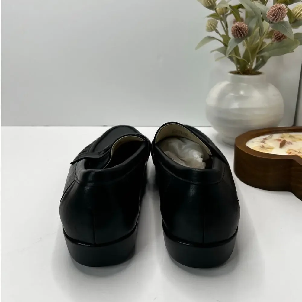 SAS Ace Leather Slip On Comfort Moc Toe Loafer Black Men's 11 Wide Tried On